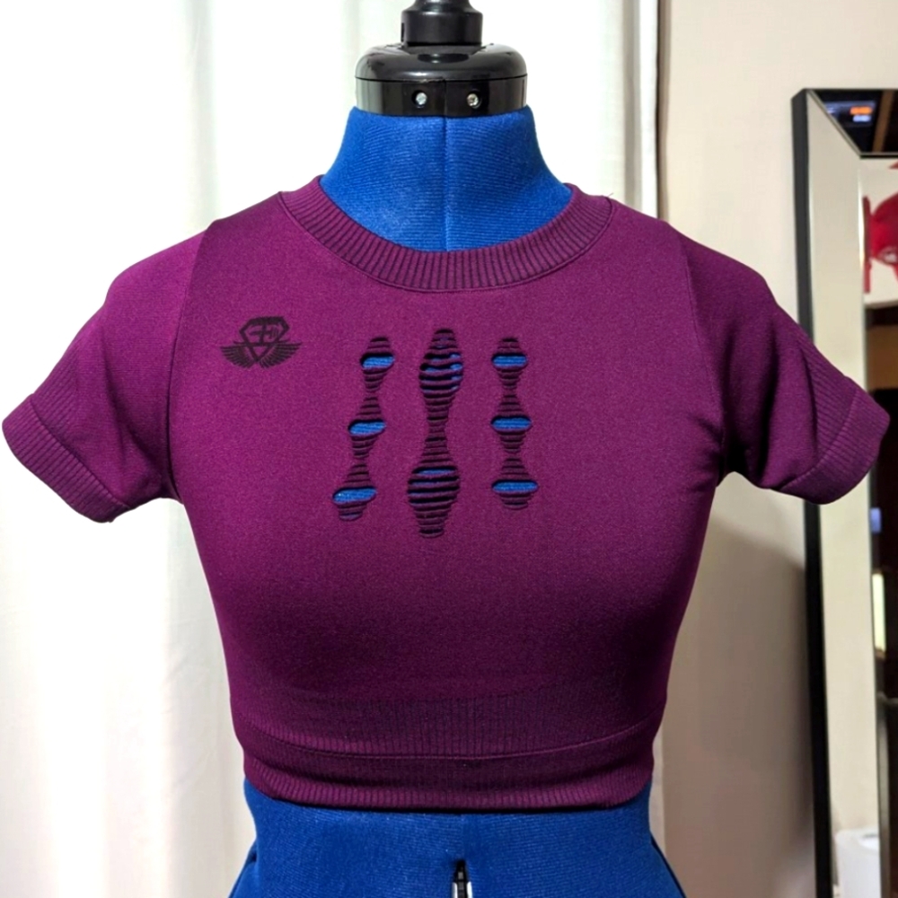 Cropped laser cut workout top